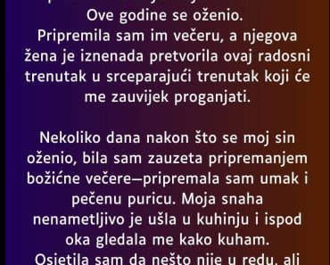 ODVAJALA od usta da bi UGOSTILA sina i snahu , a ONI joj se OVAKO ZAHVALILI! ODVAJALA od usta da bi UGOSTILA sina i snahu , a ONI joj se OVAKO ZAHVALILI!