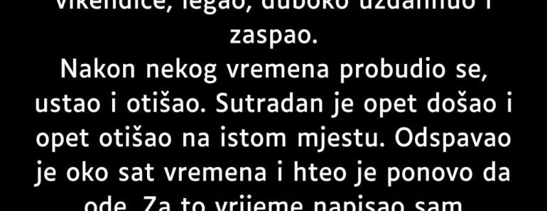 “Proveo sam deset dana u vikendici…”