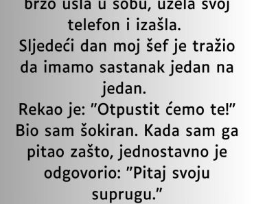 Kada je NJEGOV ŠEF video ko mu je SUPRUGA , odmah mu je DAO OTKAZ!