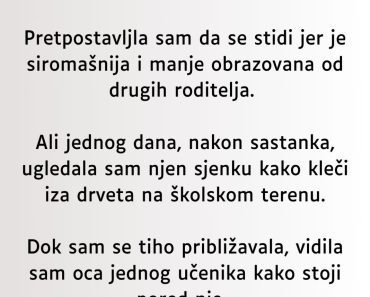 Ugledala sam nju kako kleči iza drveta na školskom terenu… Ugledala sam nju kako kleči iza drveta na školskom terenu…
