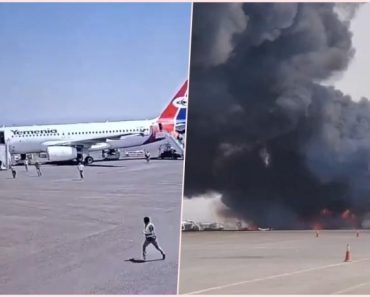 PUTNICI BEŽE IZ AVIONA, NEKOLIKO SEKUNDI KASNIJE LETELICU GAĐA PROJEKTIL: Stravični snimci – ljudi trče koliko ih noge nose (VIDEO)