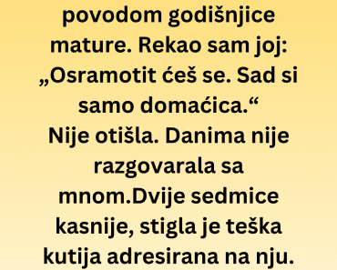 Moja supruga je željela prisustvovati godišnjici mature ali ja sam …