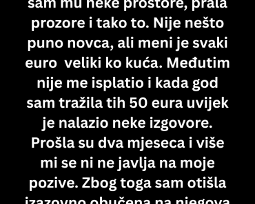 Radila sam za lokalnog biznismena koji me je prevario za pare ali posle ovog neće više nikog… Radila sam za lokalnog biznismena koji me je prevario za pare ali posle ovog neće više nikog…