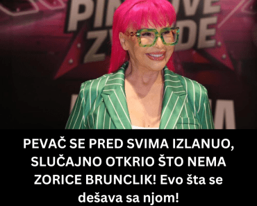 PEVAČ SE PRED SVIMA IZLANUO, SLUČAJNO OTKRIO ŠTO NEMA ZORICE BRUNCLIK! Evo šta se dešava sa njom!