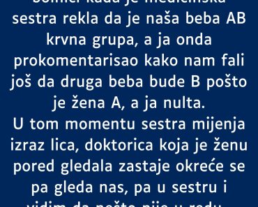 Da li možete da zamislite izraz lica moje žene…