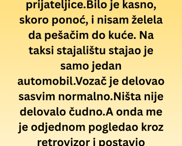 Kasna vožnja taksijem pretvorila se u horor, vozač mi je postavio pitanje koje mi je sledilo krv u žilama Kasna vožnja taksijem pretvorila se u horor, vozač mi je postavio pitanje koje mi je sledilo krv u žilama