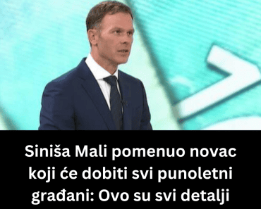 Siniša Mali pomenuo novac koji će dobiti svi punoletni građani: Ovo su svi detalji